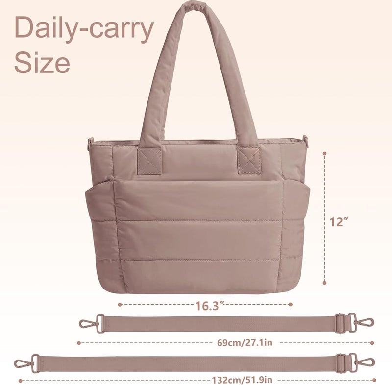 GASSDA Tote Bag for Women Puffer Tote Bag Large Nurse Bags Shoulder Handbag with Zipper for Work Travel - Image 3